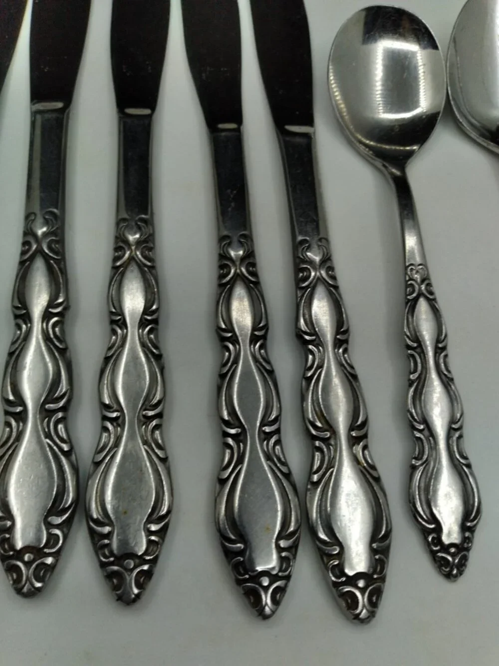 Vtg. 11 National Stainless Japan flatware bundle Marquee pattern MCM cottagecore